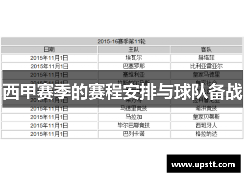 西甲赛季的赛程安排与球队备战