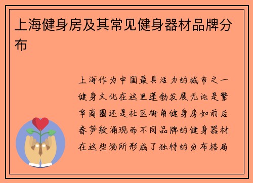上海健身房及其常见健身器材品牌分布